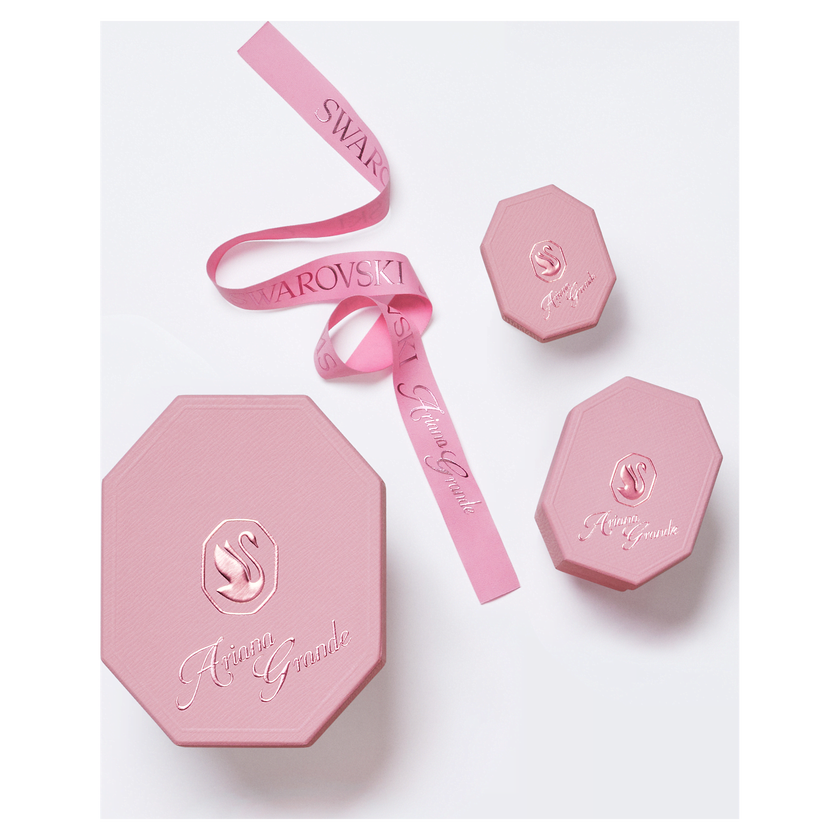 حِلى الأذن ariana grande x swarovski، قطع باغيت، لون أبيض، طلاء روديوم