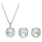 swarovski طقم una angelic، قطع كوشن، لون أبيض، طلاء روديوم