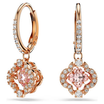 swarovski أقراط متدلية una، على شكل زهرة البرسيم، لون وردي، طلاء ذهبي وردي