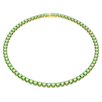 swarovski عقد matrix tennis، قطع مستدير، لون أخضر، طلاء بلون ذهبي