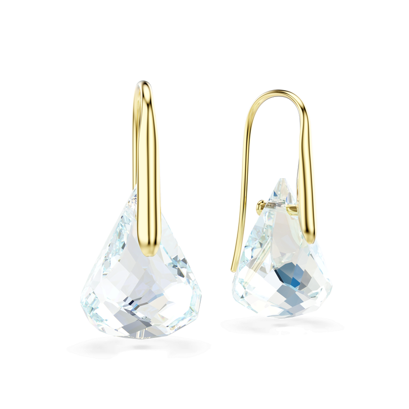 swarovski أقراط متدلية lunar، قطع بيضاوي، لون أبيض، لمسة نهائية من الذهب عيار 18 قيراط