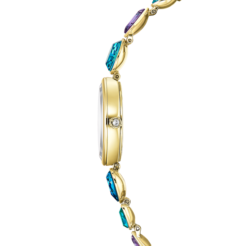 swarovski ساعة gema، سوار كريستال، لون ذهبي، لمسة نهائية باللون الذهبي