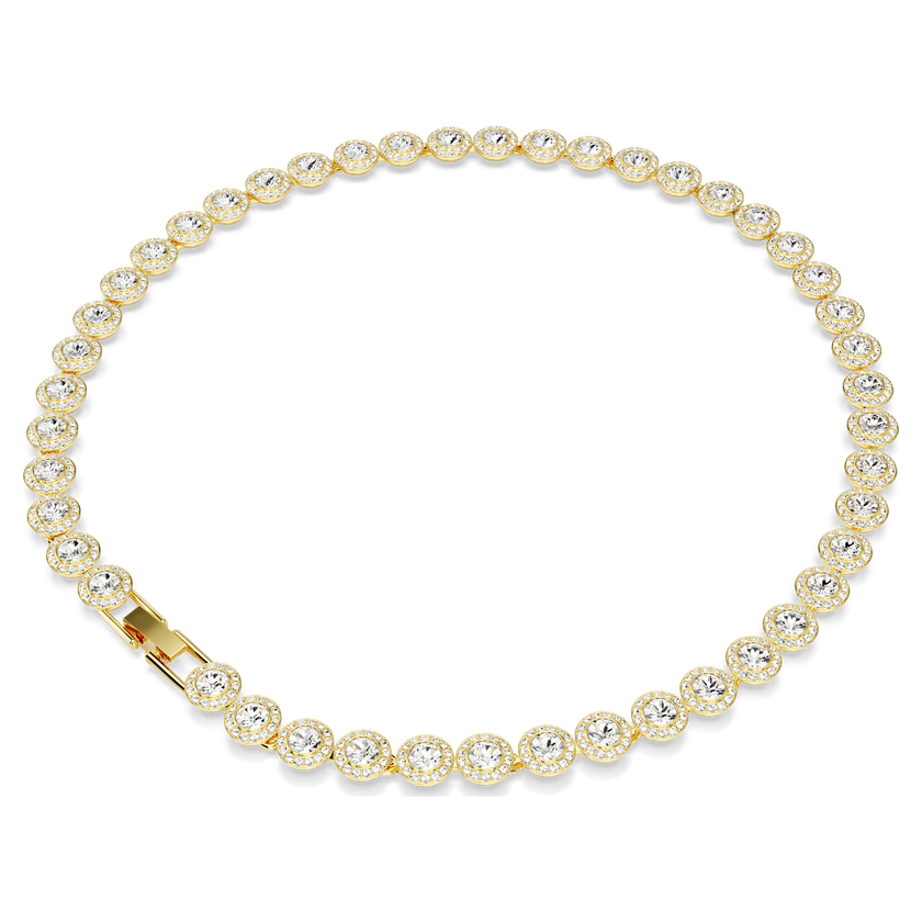 swarovski عقد una angelic tennis، قطع مستدير، لون أبيض، طلاء باللون الذهبي