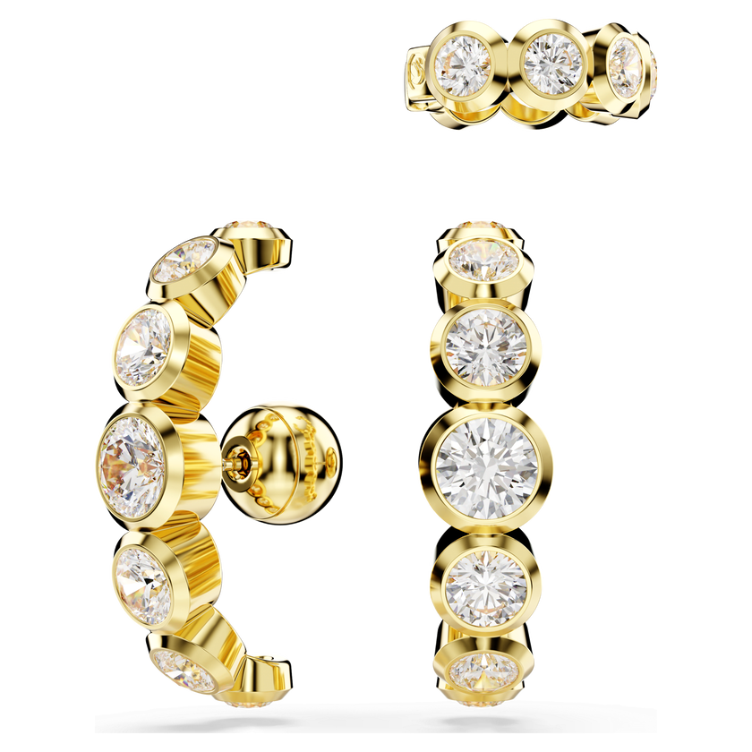 swarovski حلية للأذن imber، طقم  3 قطع ، قطع مستدير، لون أبيض، طلاء باللون الذهبي