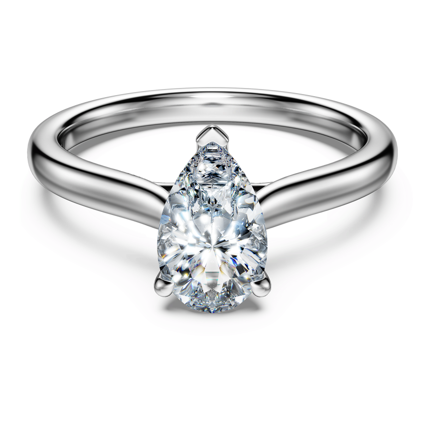 swarovski خاتم سوليتير eternity، ألماس مُصنع في المختبر إجمالي 1 قيراط، شكل كمثري، ذهب أبيض عيار 18 قيراط