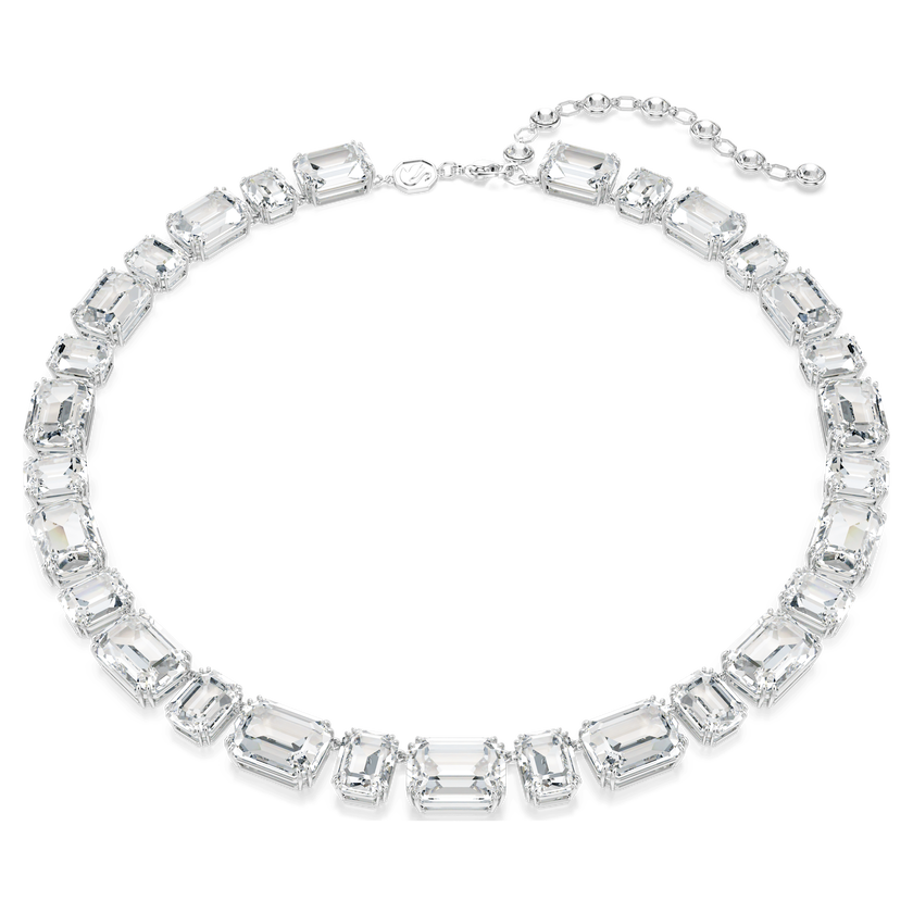 swarovski عقد millenia tennis، قطع مُثَمَّن، لون أبيض، طلاء روديوم