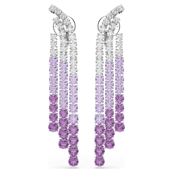 swarovski أقراط بمشبك matrix، لون متدرج، قطع مستدير، لون أرجواني، طلاء روديوم