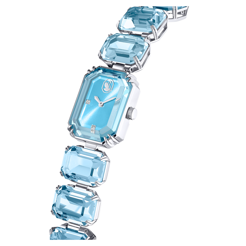 swarovski ساعة، سوار قطع مُثَمَّن، لون أزرق، ستانلس ستيل