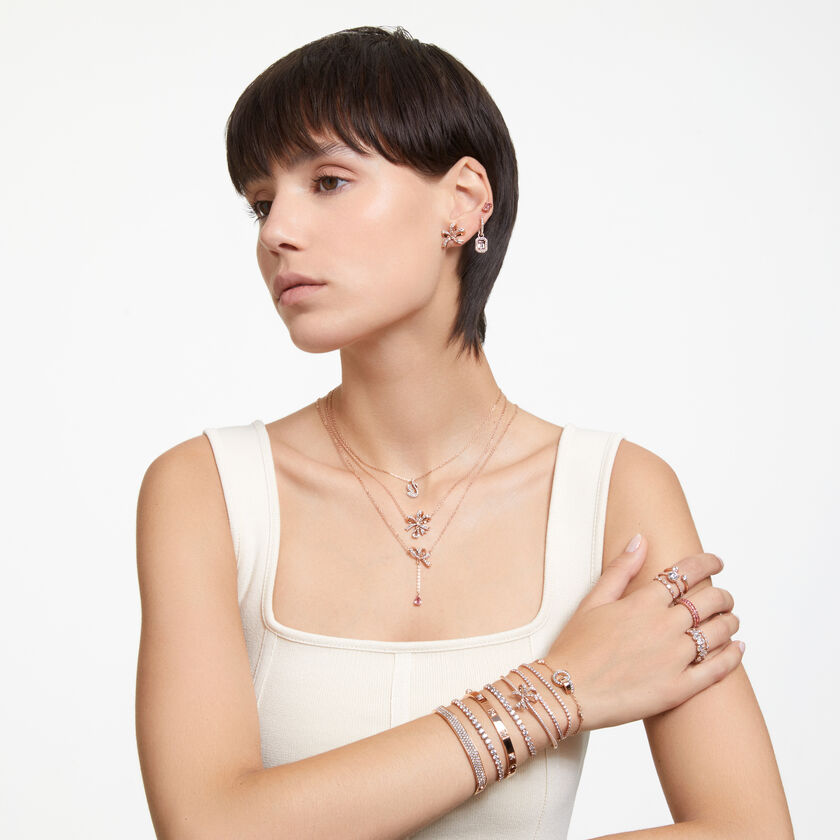 swarovski سوار hollow، لون أبيض، طلاء ذهبي وردي