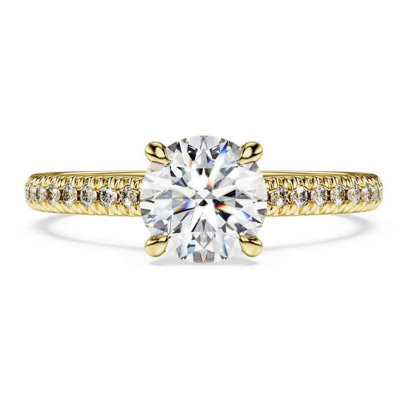 swarovski خاتم سوليتير eternity، أحجار ألماس مُصنعة في المختبر بإجمالي 1 2 قيراط، قطع مستدير، ذهب أصفر عيار 18