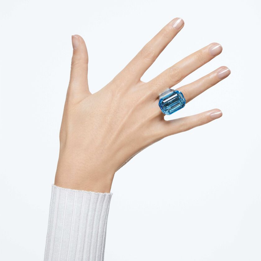 swarovski خاتم كوكتيل lucent، قطع مثمن، لون أزرق