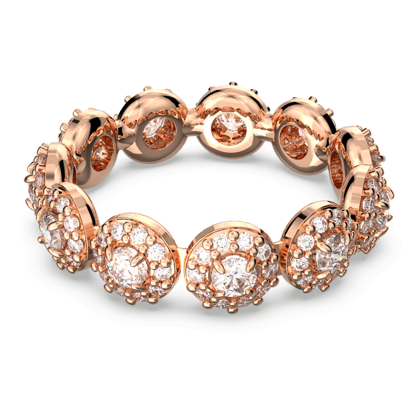 swarovski خاتم una، كريستالات متراصة، لون أبيض، طلاء ذهبي وردي