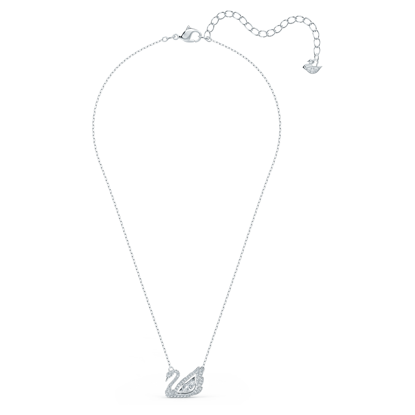 swarovski عقد swan، على شكل بجعة، لون أبيض، طلاء روديوم