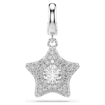 swarovski تعليقة sublima، قطع مُستدير، شكل نجمة، لون أبيض، طلاء روديوم