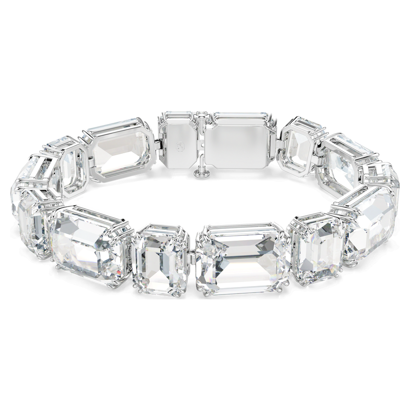 swarovski سوار millenia tennis، قطع مُثَمَّن، لون أبيض، طلاء روديوم