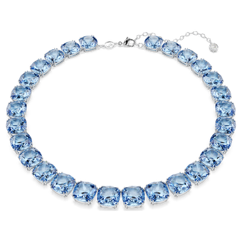 swarovski عقد millenia، قطع كوشن، لون أزرق، طلاء روديوم