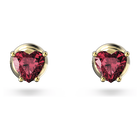 swarovski أقراط دبوسية chroma، على شكل قلب، لون أحمر، طلاء بلون ذهبي