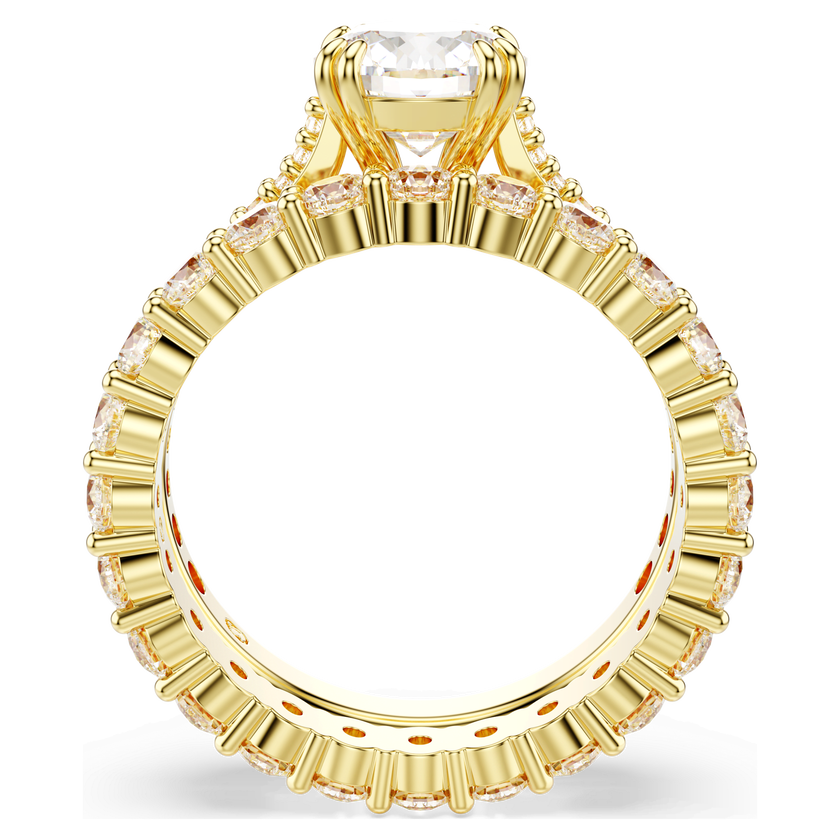 swarovski خاتم stilla، طقم من قطعتين، قطع مُستدير، لون أبيض، لمسة نهائية من الذهب عيار 18 قيراط