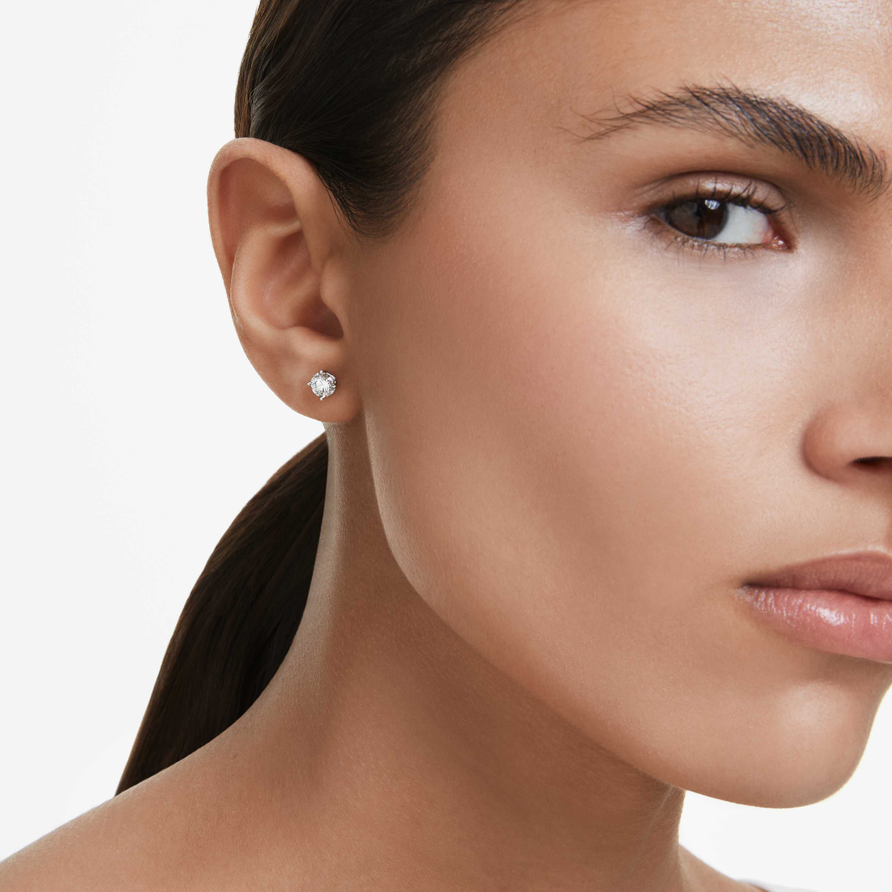 swarovski eternity stud earring  lab grown diamonds 0 5 ct tw  single  round shape  18k white gold