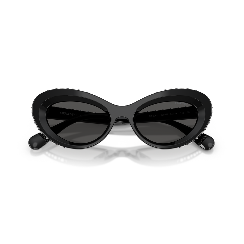 swarovski نظارة شمسية، شكل عين القطة، sk6061u، لون أسود