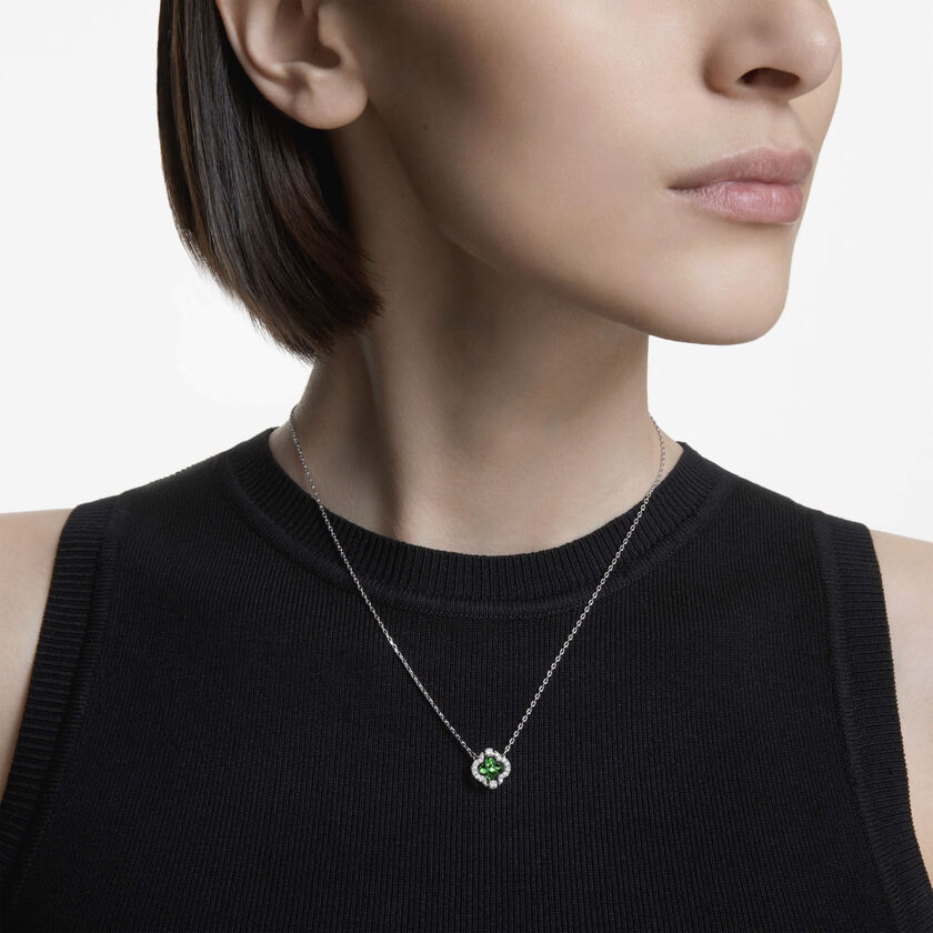 swarovski قلادة una angelic، قطع متنوع، لون أخضر، طلاء روديوم