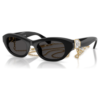 swarovski نظارة شمسية، على شكل وسادة، لون أسود