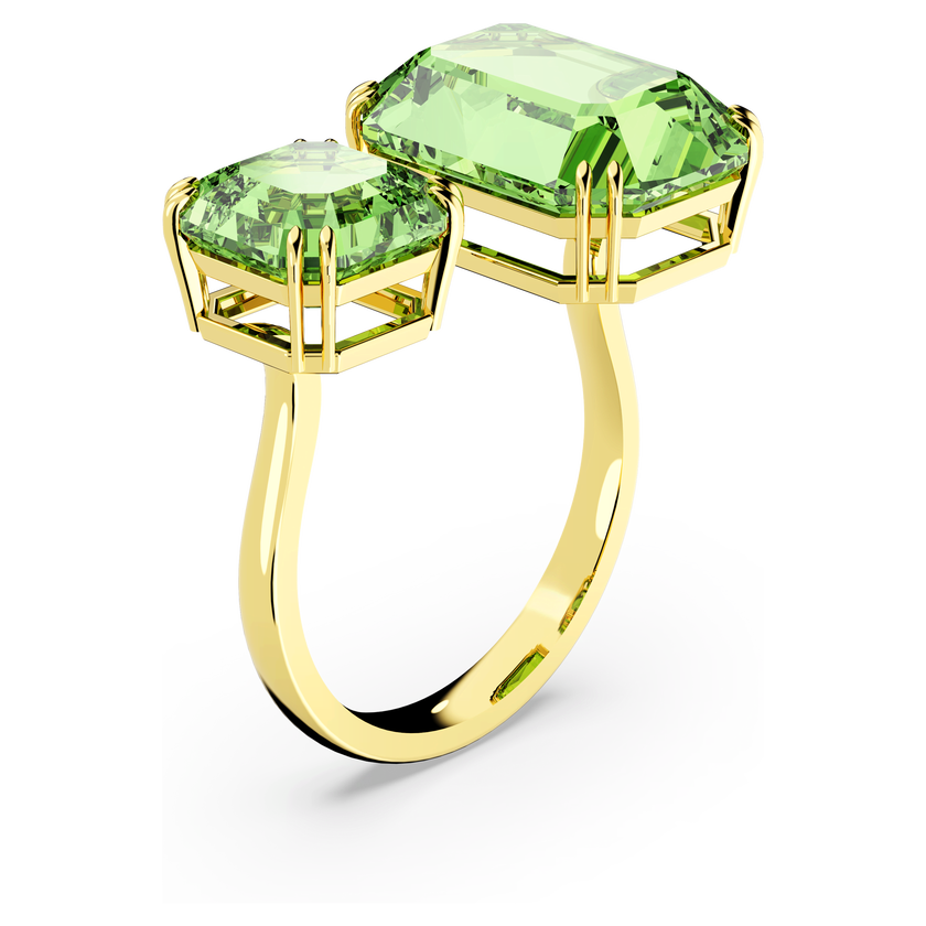 swarovski خاتم مفتوح millenia، قطع مُثَمَّن، لون أخضر، لمسة نهائية من الذهب عيار 18 قيراط