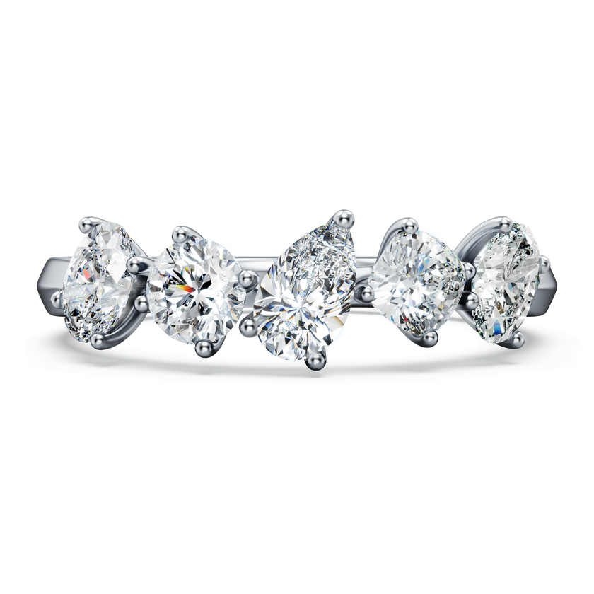 swarovski خاتم galaxy، أحجار ألماس مُصنعة في المختبر بإجمالي 1 قيراط، أشكال مختلطة، ذهب أبيض عيار 18