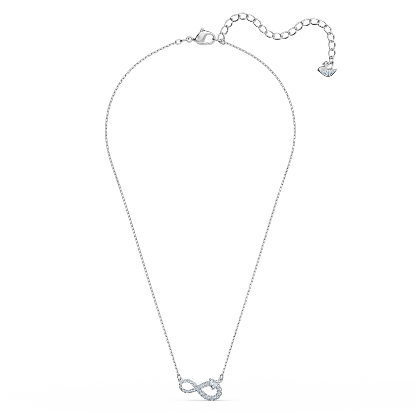 عقد swarovski inifinity، لون أبيض، طلاء روديوم