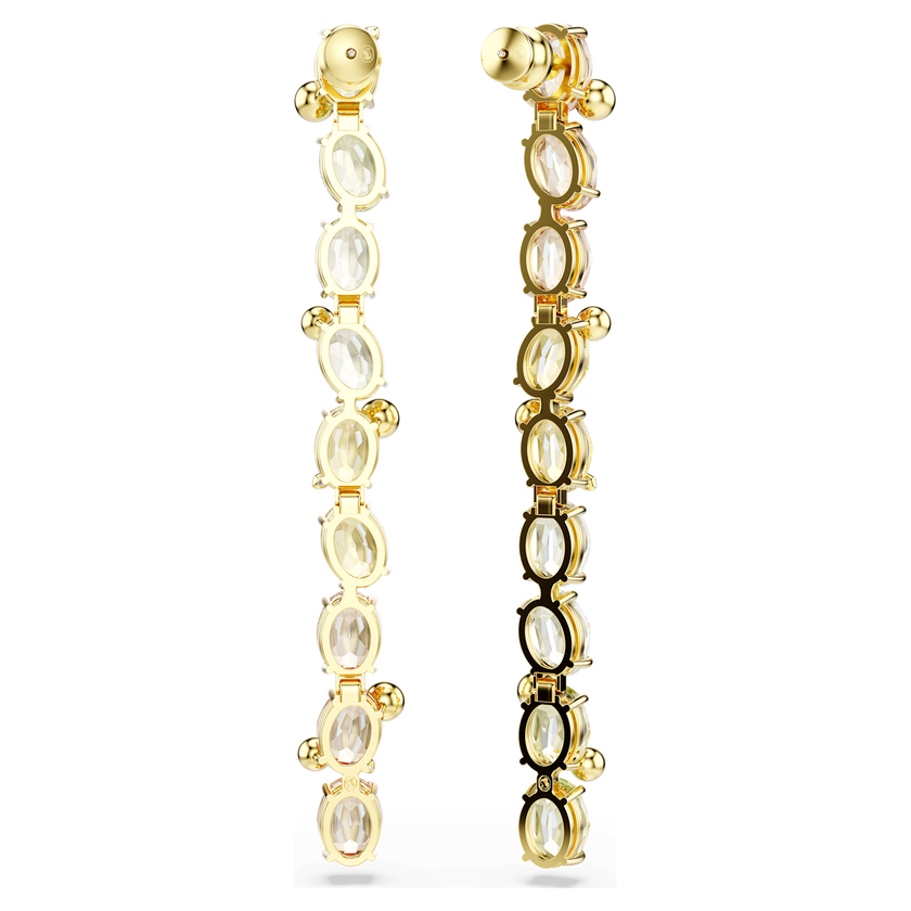 swarovski أقراط متدلية gema، تصميم غير متماثل، قطع متنوع، ألوان متعددة، طلاء باللون الذهبي