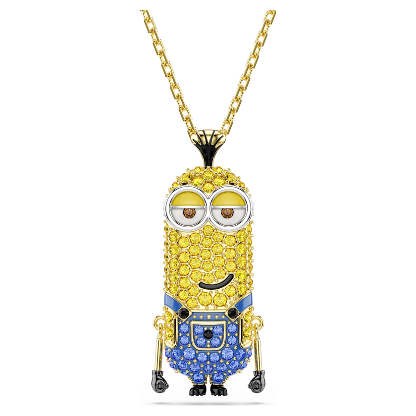 swarovski قلادة minions كيفن، ترصيع بافيه، ألوان متعددة، طلاء باللون الذهبي
