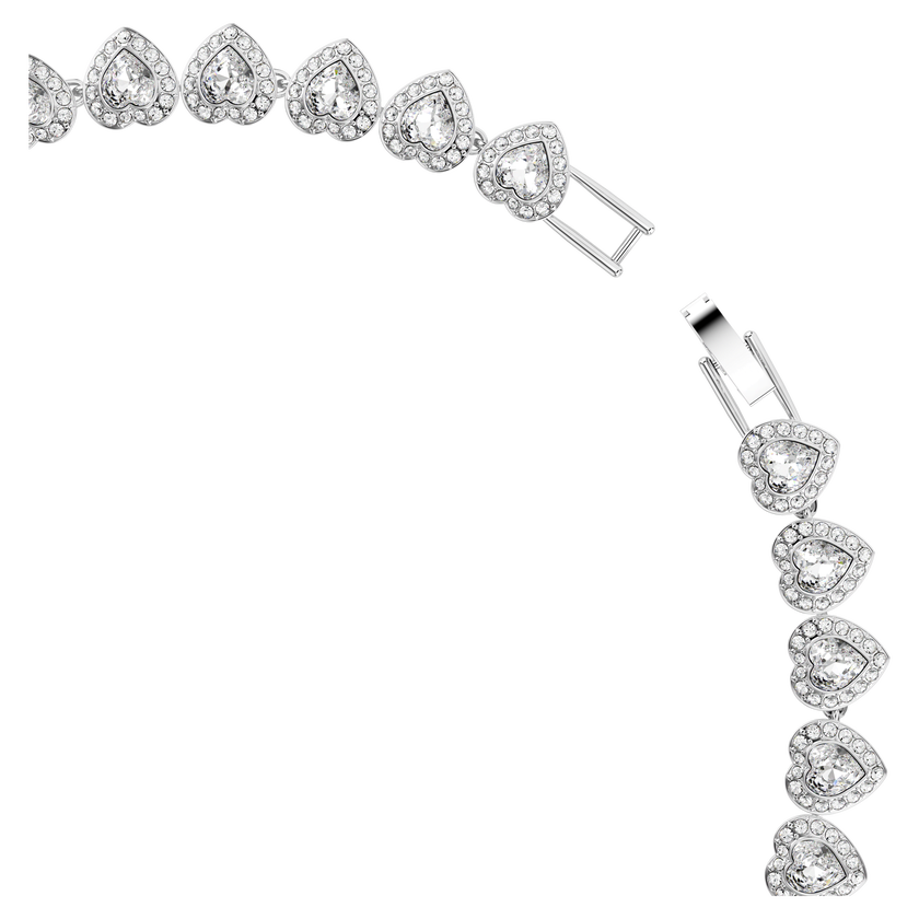 عقد تنس ariana grande x swarovski، قطع متنوع، شكل قلب، لون أبيض، طلاء روديوم