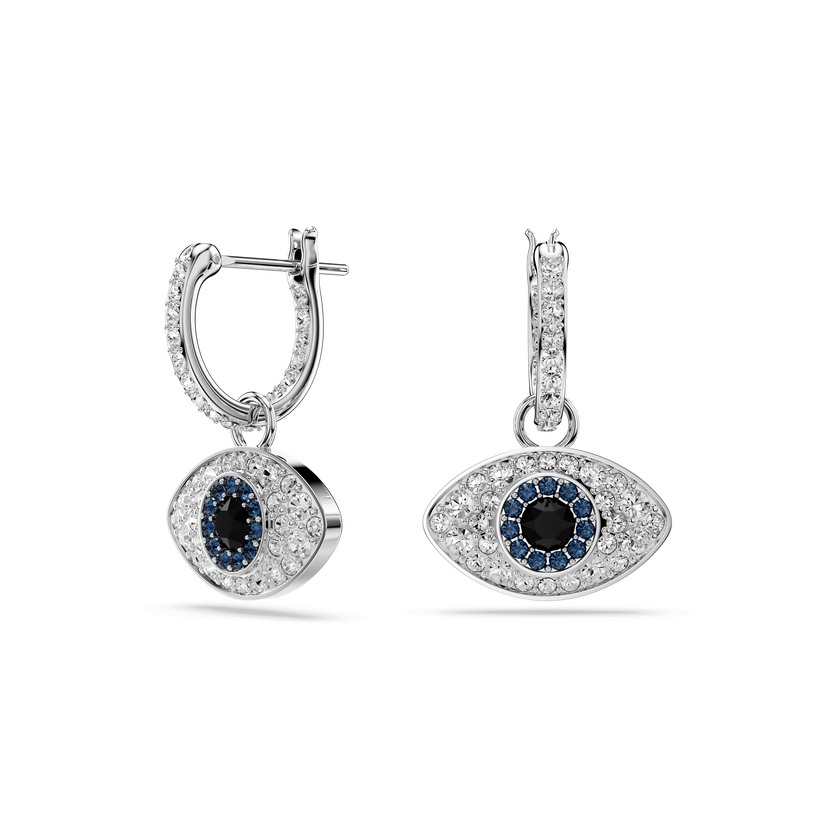 swarovski symbolica drop earrings  evil eye  blue  rhodium plated