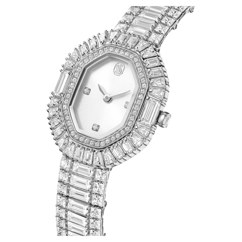 swarovski ساعة يد matrix octagon، قطع باغيت، سوار معدني، لون فضي، ستانلس ستيل