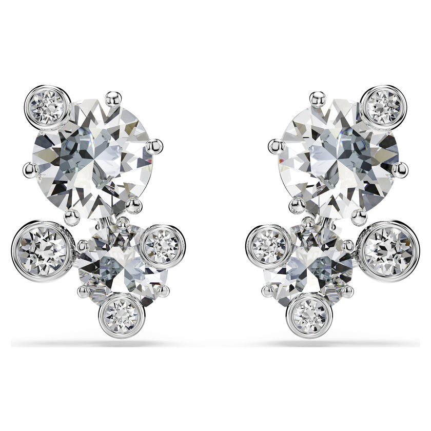 swarovski أقراط دبوسية constella، قطع مستدير، لون أبيض، طلاء روديوم