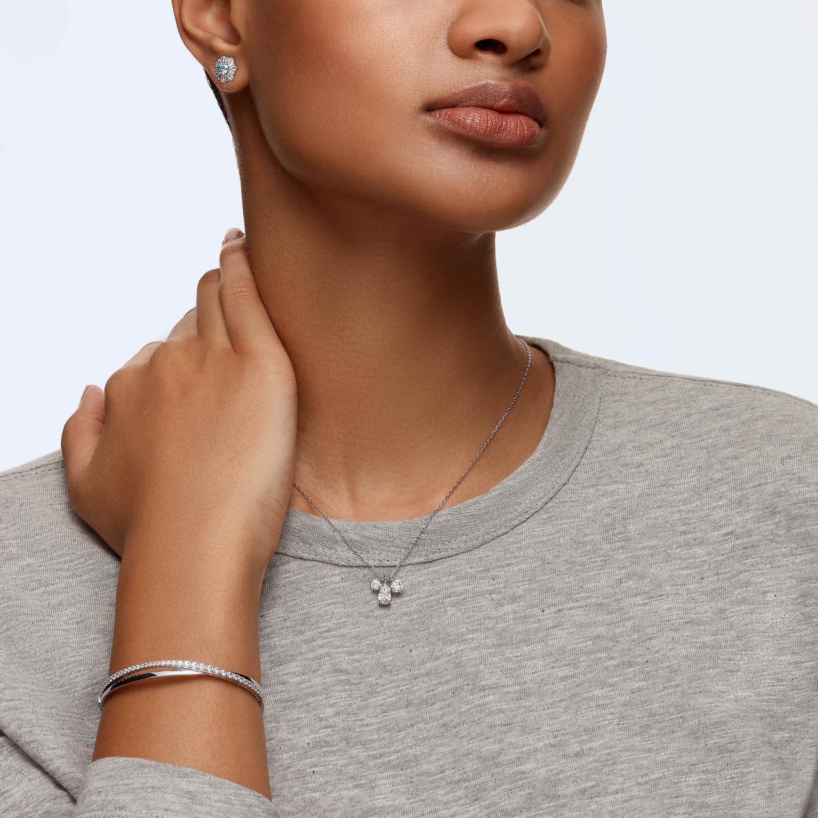 swarovski قلادة mesmera، قطع مختلط، على شكل عنقودي، لون أبيض، طلاء روديوم