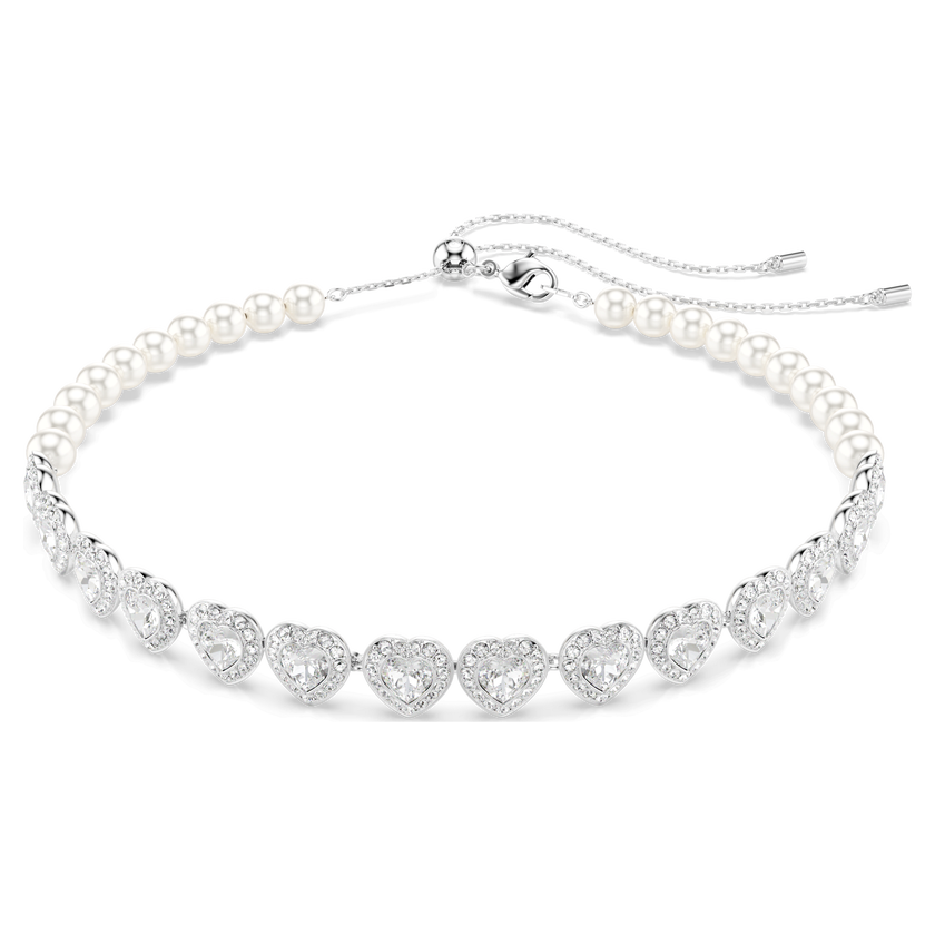 عقد شوكر تنس ariana grande x swarovski، قطع متنوع، شكل قلب، لون أبيض، طلاء روديوم