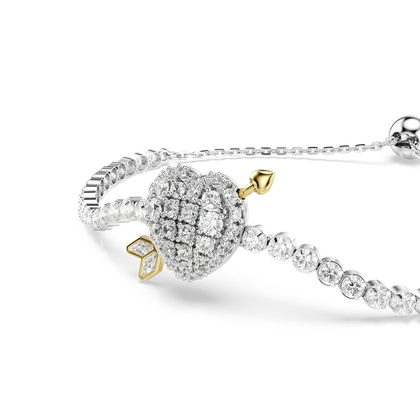 swarovski سوار idyllia، قطع متنوع، شكل قلب وسهم، لون أبيض، طلاء روديوم