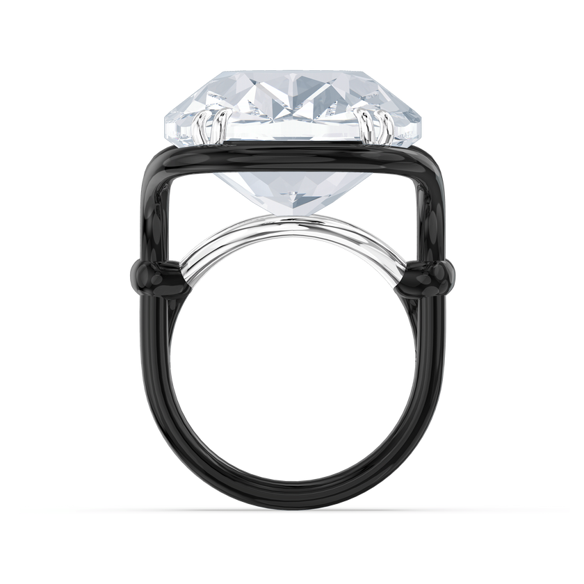 swarovski خاتم harmonia، مزدان بكريستال عائم كبير الحجم، لون أبيض، لمسة نهائية من معادن مختلطة