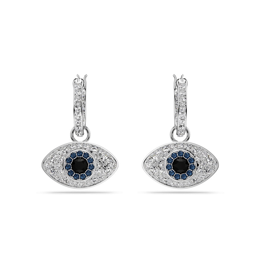 swarovski symbolica drop earrings  evil eye  blue  rhodium plated