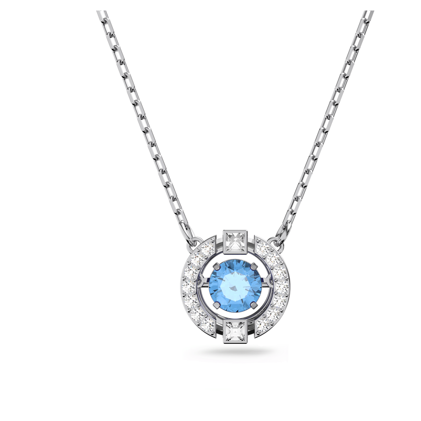 swarovski عقد una، قطع مستدير، لون أزرق، طلاء روديوم