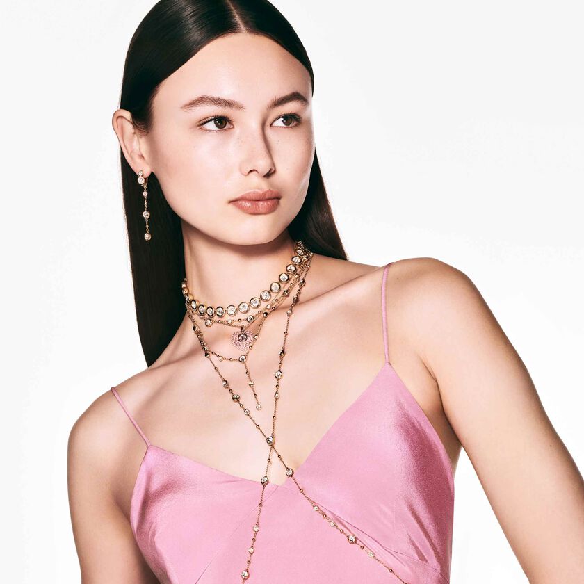 swarovski عقد imber، قطع مُستدير، لون أبيض، طلاء بلون ذهبي