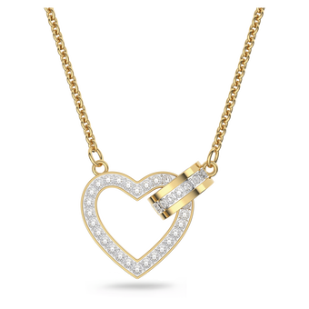 swarovski عقد lovely، على شكل قلب، لون أبيض، طلاء ذهبي
