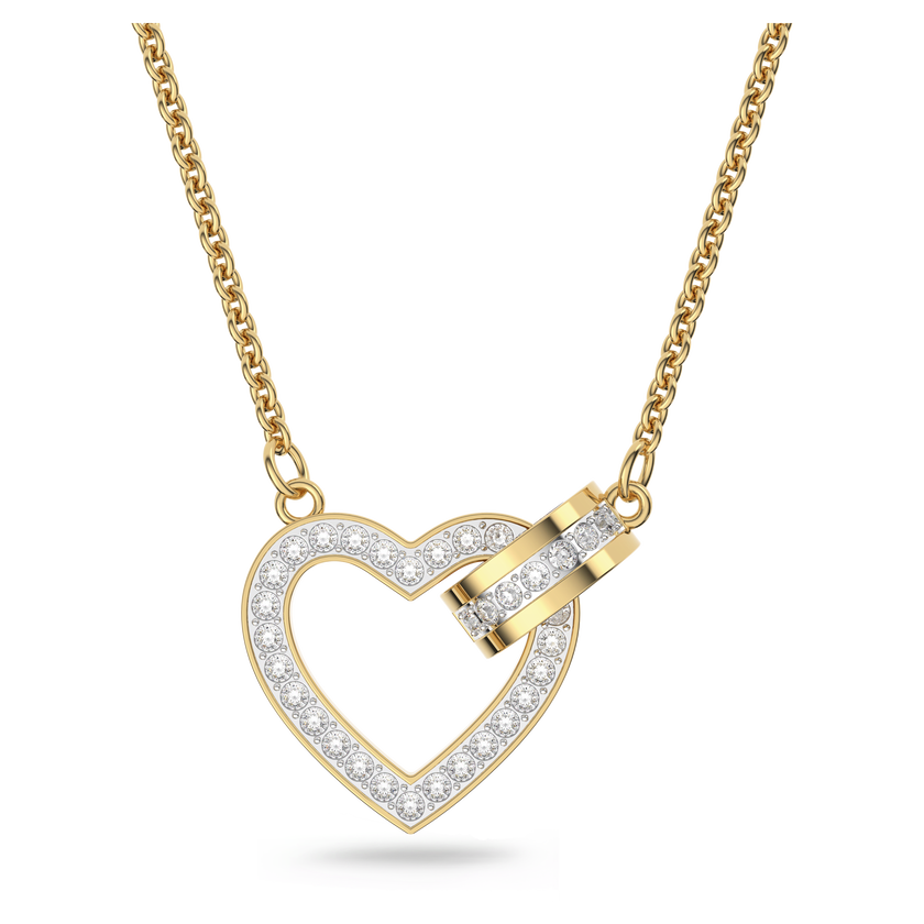swarovski عقد lovely، على شكل قلب، لون أبيض، طلاء ذهبي