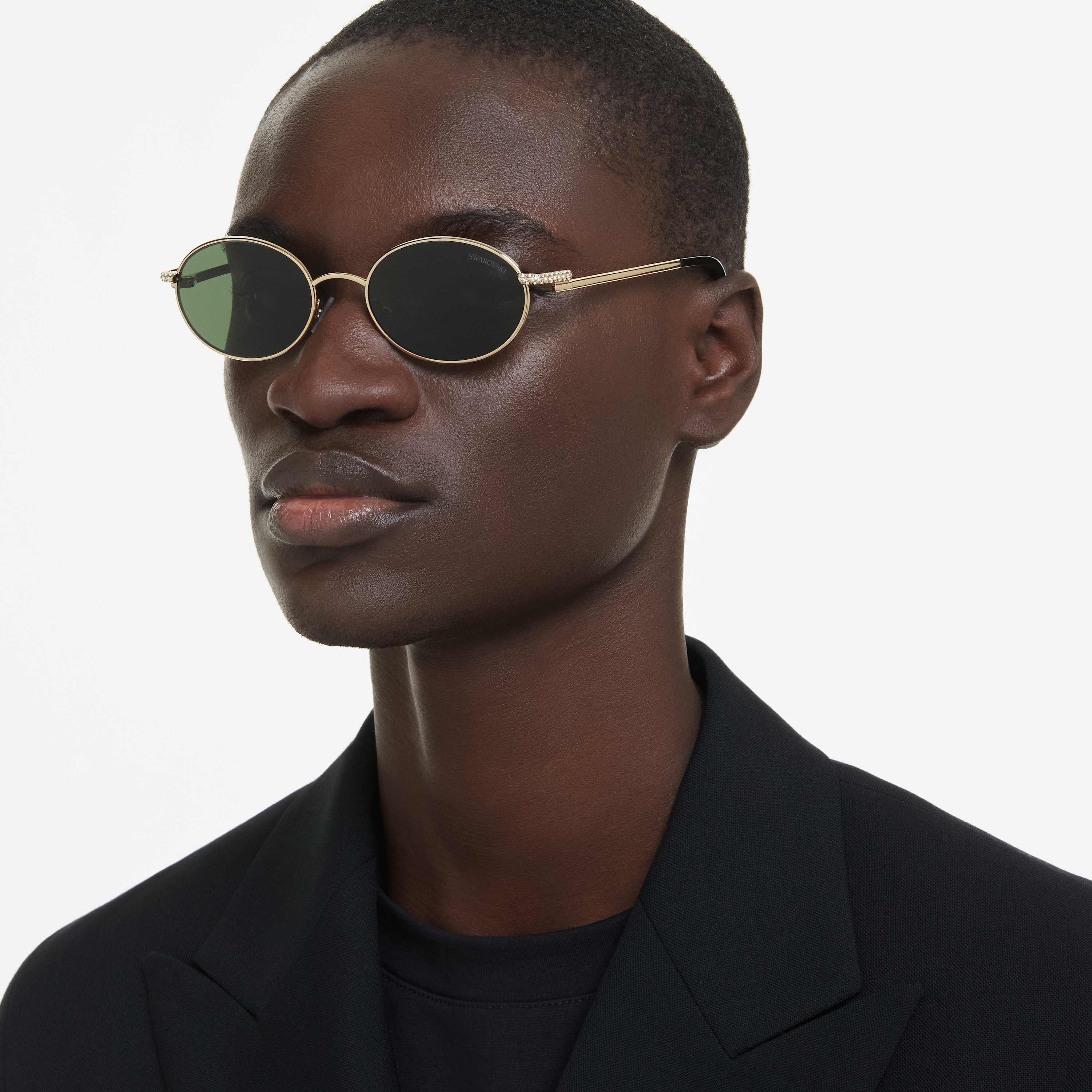 swarovski نظارة شمسية، شكل مستدير، لون أخضر