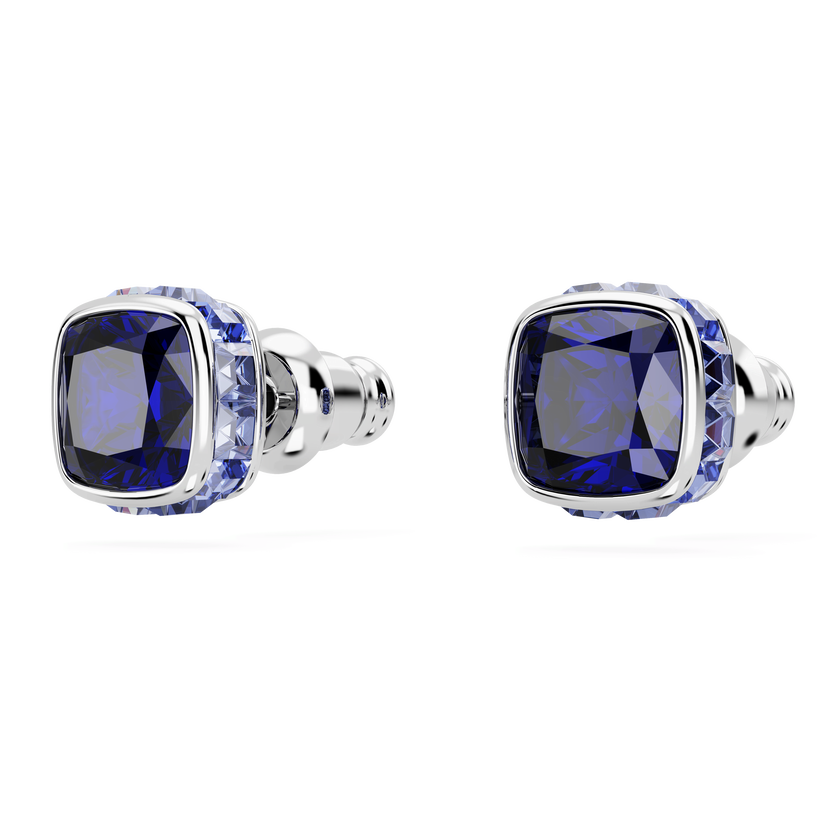 swarovski أقراط دبوسية birthstone، قطع مربع، شهر سبتمبر، لون أزرق، طلاء روديوم