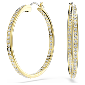 swarovski أقراط حلقية sommerset، لون أبيض، لمسة نهائية من الذهب عيار 18 قيراط
