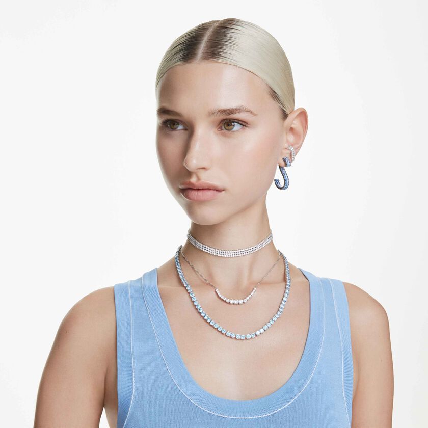 swarovski عقد matrix، قطع مستدير متدرج، لون أبيض، طلاء روديوم