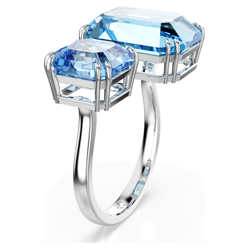 swarovski خاتم مفتوح millenia، مثمن، لون أزرق، طلاء روديوم