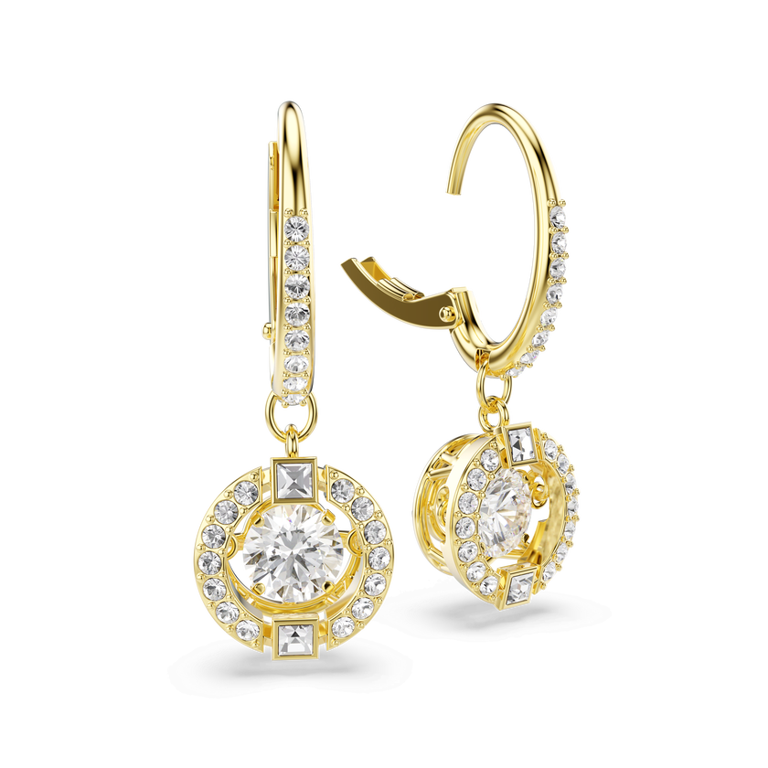 swarovski أقراط متدلية una angelic، قطع مستدير، لون أبيض، لمسة نهائية من الذهب عيار 18 قيراط